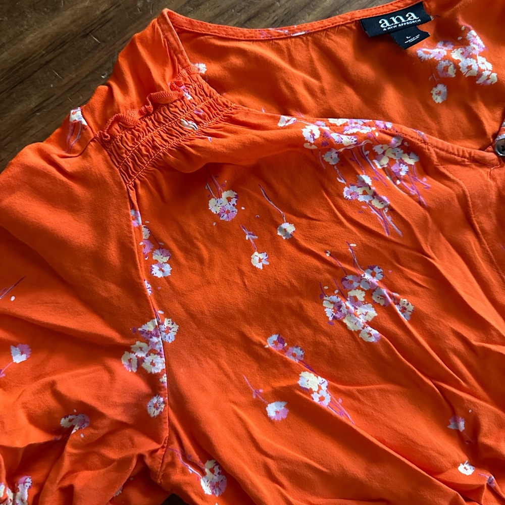 Orange, floral capri romper - Picture 5 of 7